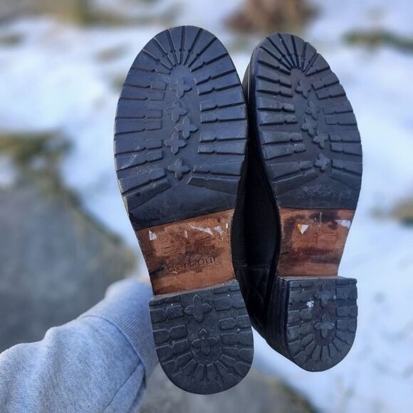 Barbour Mens 7 Evie‎ Leather Chelsea Boots Brown Lug Sole Quilted Rugged Outdoor